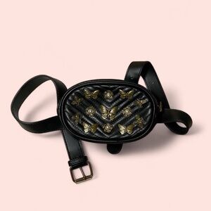 Black and Gold Butterfly Embellished Steve Madden Belt Bag